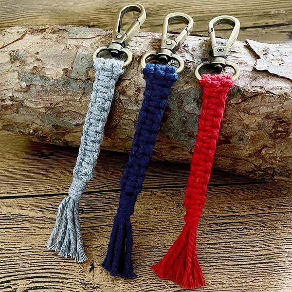 Porte-clés tissé macramé porte-clés accessoires clip pour femmes bohème exquis fait à la main multi couleurs gland anneau charme cadeau de vacances