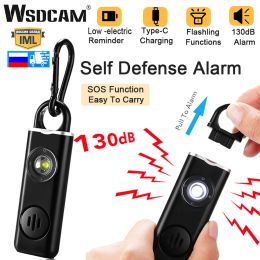Keychains WSDCAM Zelfverdediging Alarm 130dB Antiwolf alert voor meisjeskind Vrouwen die schreeuw luid paniek alarm noodalarm sleutelhanger dragen