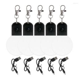 Sleutelhangers X5QE 5x/set Sleutelhanger Zaklampen Klein Nachtlampje Ronde Lichtgevende Hanger Voor Rugzak Bar Ornament Creatieve Geschenken