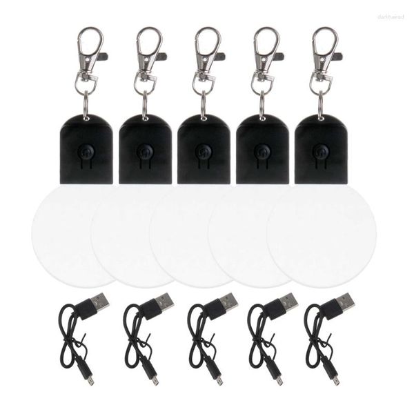 Porte-clés X5QE 5X / Set Porte-clés Lampes de poche Petite veilleuse ronde Pendentif lumineux pour sac à dos Bar Ornement Cadeaux créatifs