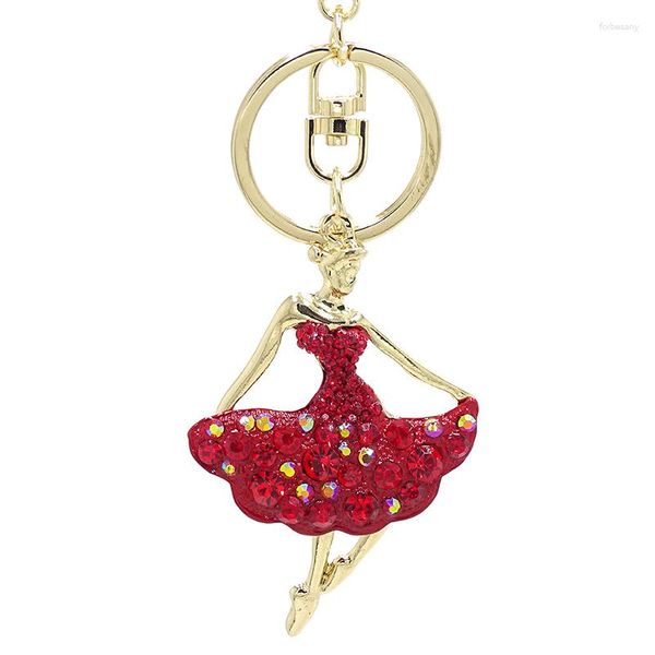 Porte-clés XDPQQ Usine Direct Ballet Poupée Forme Porte-clés Alliage Électrophorèse Artisanat Dames Sac Pendentif Accessoires De Voiture 5 Couleurs