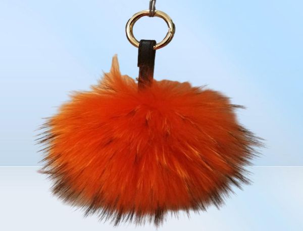 Porte-clés y véritable boule de fourrure porte-clés bouffée artisanat bricolage pompon noir Pom porte-clés UK charme femmes sac accessoires cadeau 4126380