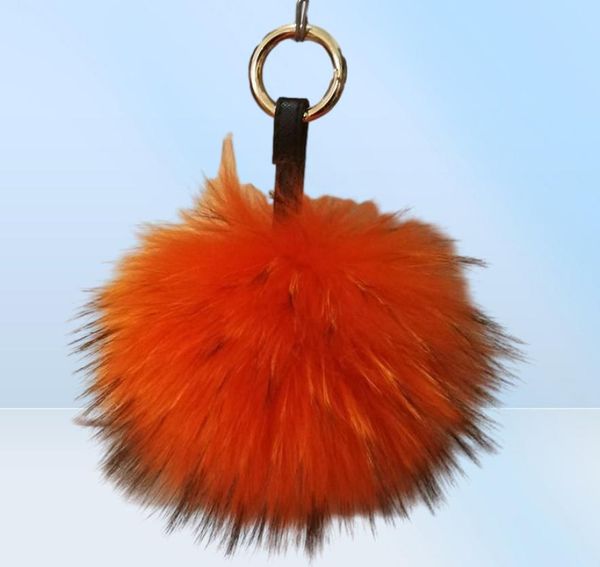 Porte-clés y véritable boule de fourrure porte-clés bouffée artisanat bricolage pompon noir Pom porte-clés UK charme femmes sac accessoires cadeau 6487103