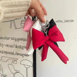 Keychains Y2K Sweet Bow Keychain for Women 3d Bowknot Car Ring Bag Pends Posting School Girls Keyrings Purse Mochila Joya regalo