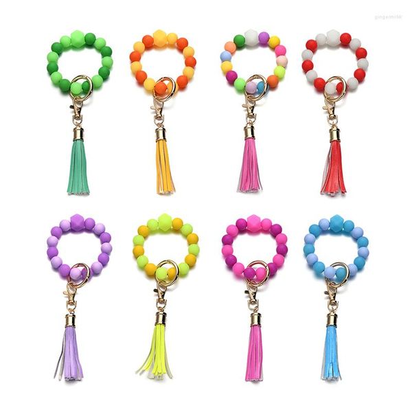 Porte-clés YEYULIN coloré Silicone perles porte-clés porte-clés pour femmes mode Bracelet glands pendentif bijoux accessoires