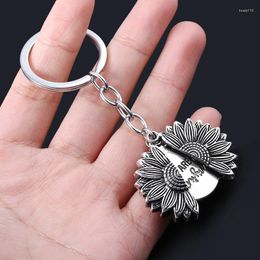 Schlüsselanhänger „You Are My Sunshine“, Blumen-Halskette für Frauen, offenes Medaillon, Sonnenblumen-Anhänger, Schlüsselanhänger