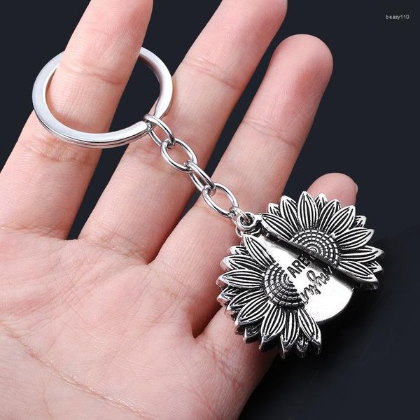 Porte-clés You Are My Sunshine Flower Collier pour femmes Médaillon ouvert Tournesol Pendentif KeyChain