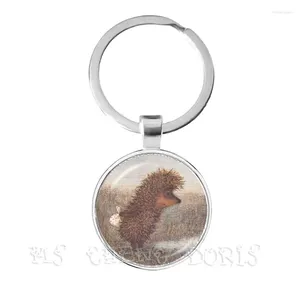 Keychains Yozhik V Tumane Key Chains 25mm Glazen koepel Cabochon Keyring Creatieve houder sieraden voor vrouwen Mannen Kinderen Gift