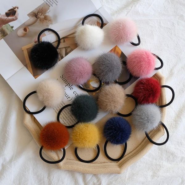 Porte-clés ZDFURS Hiver Liquidation Vente Réel Pompon Cheveux Cravate Corde Femmes Filles Élastique Mignon Titulaires