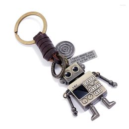 Porte-clés ZG Simple et personnalisé porte-clés en peau de vache rétro tissé mains pieds Mobile Robot porte-clés créatif fille sac pendentif
