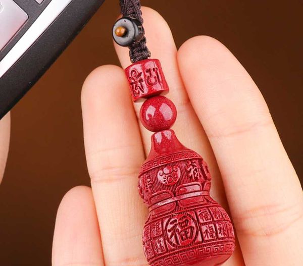 Porte-clés Zijin Cinnabar Gourd Keychain Pendentif Haut de gamme Creative Retro Safe Transfer Car