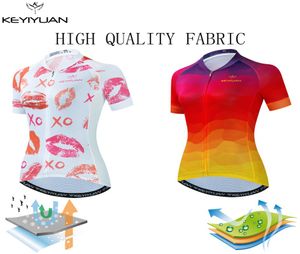 KEYIYUAN Retro Cycling Jersey Women039S 2022 Road Mtb Shirt Vêtements Bicycle Summer Sports à manches courtes Sports Breathable7759488