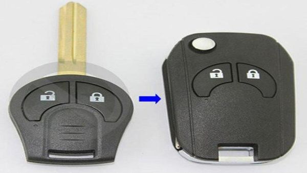 Coque de clé de voiture pliable à 2 boutons, entrée sans clé, étui Romote Fob pour Nissan Qashqai Micra Note Juke 2011 2012 20133642544