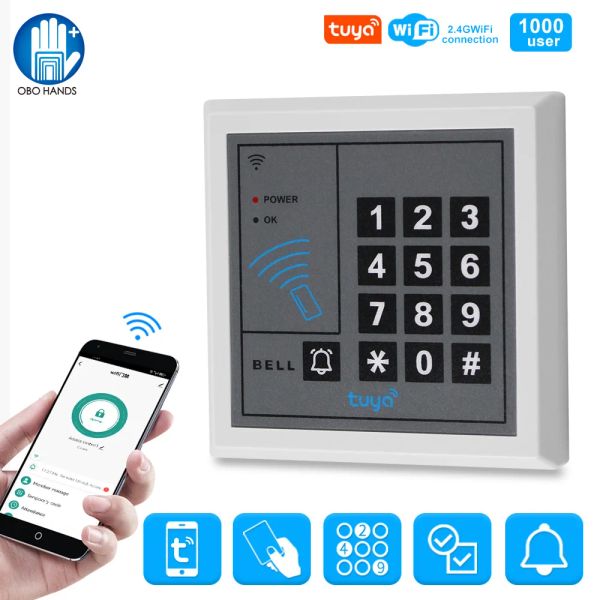 Teclas Wifi Tuya Control de acceso Keypad 125kHz RFID Controlador de acceso Standalone Sistema Abricador de puerta WG26 Lector de tarjetas Smart App Smart App
