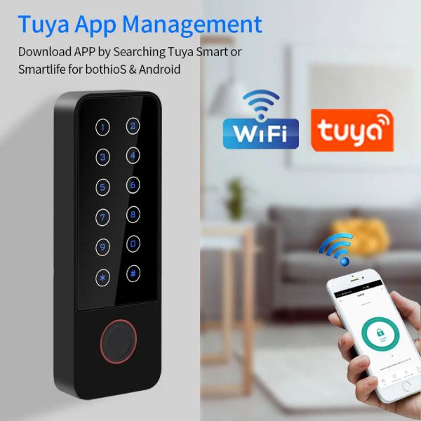 Claviers WiFi Tuya App Metal étanche Biométrique Biométrique Contrôleur d'accès RFID Card Système de contrôle d'accès à la porte autonome