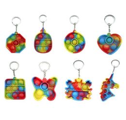 Key Rings Simple Dimple Fidget Toys Push Bubble Sensory Toy Kleurrijk Lumineuze zachte squishy antistress Keychain Pendant