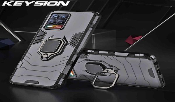 KEYSION – coque antichoc avec anneau de support pour Realme 8 Pro GT C20 V13 Q2, pour OPPO Find X3 Pro A94 A12 A15 Reno 5 F19 Pro5G2990929