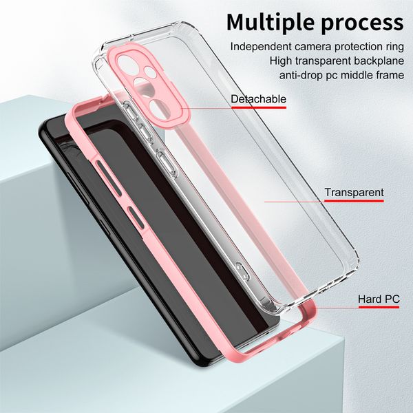 Case claire à l'épreuve des chocs pour les touches pour Samsung A54 A34 A24 A14 LTE A13 5G TPU transparent TPU + PC COUVERTURE DE RETOUR POUR GALAXY A04S M14 5G