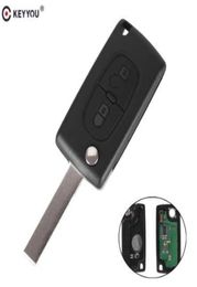 KEYYOU-llave de coche plegable con control remoto, 2 botones, para Peugeot 207, 307, 308, 407, 433MHz, PCF7961, HU83, Blade ID46, CE05361263631