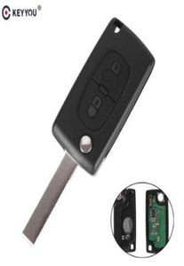 KEYYOU – clé télécommande pliable à 2 boutons, pour voiture Peugeot 207 307 308 407 433MHz PCF7961 HU83 Blade ID46 CE05361263631