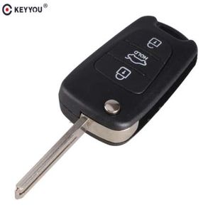 KEYYOU 3 boutons rabattable coque de clé de voiture à distance étui pour Hyundai Avante I30 IX35 Kia K2 K5 Sorento Sportage