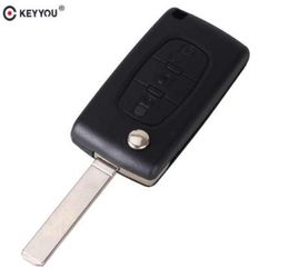 KEYYOU Voor Citroen C2 C3 C4 C5 C6 C8 3 Knoppen Flip Afstandsbediening Autosleutel Case Cover Shell Fob VA2 Blade CE05236776962