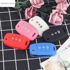 KEYYOU Silicone Flip Folding Car Key Cover For KIA Sid Rio Soul Sportage Ceed Sorento Cerato K2 K3 K4 K5 Remote Case Protection