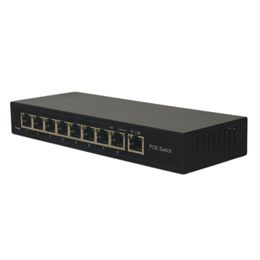 Envío gratuito KF-S1OH-1TH-120 1 + 8 puertos 10 / 100Mbps Interruptor POE Interruptor de red para cámara IP Adaptador POE Interruptor de red Ethernet Negro