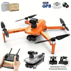 KF102 Drone télécommandé GPS pour éviter les obstacles amélioré orange/gris avec double caméra HD 1 batterie carte mémoire 32 Go 2 axes auto-stabilisant électronique