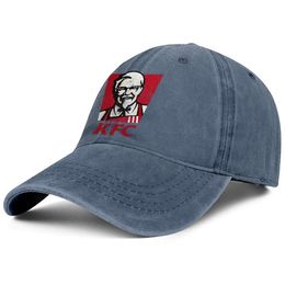KFC unisex denim honkbal cap golf gepaste gepersonaliseerde trendy hoeden kfc logo kfc logo vector gay pride rainbower grijs verontrust pi2824