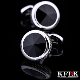 KFLK bijoux français chemise mode boutons de manchette pour hommes marque boutons de manchette boutons noir haute qualité invités 2017 nouveautés