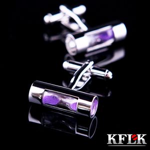 KFLK bijoux chemise bouton de manchette pour hommes marque boutons de manchette mode violet sablier bouton de manchette haute qualité abotoadura bijoux