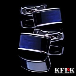 Kflk Jewelry Shirt bout de poignard pour hommes Boutons Buttons Cuff Blue Black Gradual Gemelos High Quality Abotoaduras Invités 240412