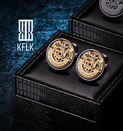 Chemises de bijoux kflk liens de manchette pour hommes de marque de marque de marque de marque mécanique gros bouton de pointes de manchette masculin de haute qualité invités automatiques TI1264548