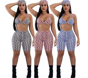 Kgfigu vrouwen twee stuk outfits zomer crop top en broek sets sexy mouwloze print dameskleding club matching sets