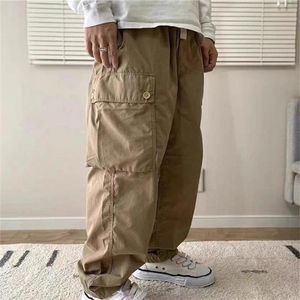 Pantalon Cargo kaki pour hommes, ample, multi-poches, mode, haute qualité, 2024ss