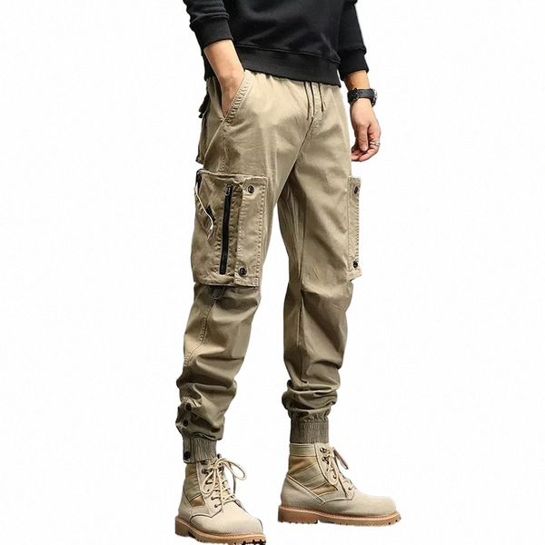 Kaki Cargo Pantalon Hommes Cordon Longueur Cheville 9 Partie Pantalon Streetwear Fi Cott Pantalon Hommes Pantalon De Travail Occasionnel Militaire W6m9 #