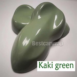 Enveloppe de vinyle brillant vert kaki POUR enveloppe de voiture avec enveloppe de véhicule à bulles d'air couvrant des autocollants avec de la colle à faible adhérence 3M de qualité 1 52x2267A