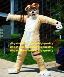 Kaki Long Fury Furry Wolf Mascot Kostuum Husky Dog Fursuit volwassen cartoon Performatie acteren toeristische attracties ZZ7663