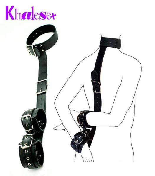 Khalesex Juguetes sexuales personalizados para parejas Cuero de PU Bondage sexy Atado Mano Collar cervical Restricción Fetiche Esclava Mujer Juguetes eróticos Y2752074