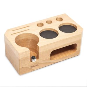 KHAVA Aanstampen Houten Tamper 58 Mm Filterhouder Houder Station Organizer Aanrecht |Espresso-accessoires voor koffiebar, naturel