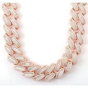 Kibo Fine Jewelry Colliers VVS Diamond Chain 925 Silver 20mm Miami Hip Hop Iced Out Baguette Moisanite Cuban Chain Collier