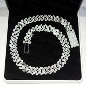 Bijoux Hip Hop Kibo 18 mm 925 Silver VVS Baguette Moisanite Diamond Cuban Link Chain