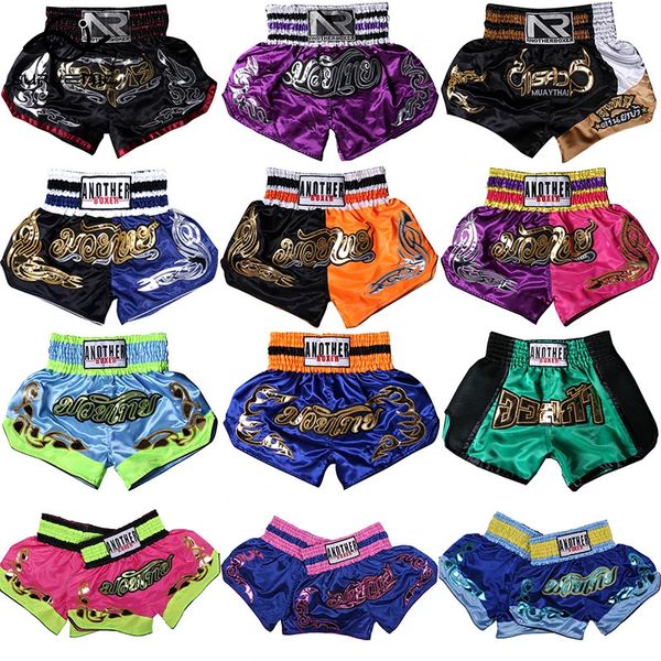 Kickboxing Fight Tiger Muay Thai Shorts Adultos Niños Transpirable Bordado Kick Boxing Trunks Hombres Mujeres Grappling Sanda MMA Pantalones 240304