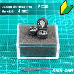 KickCar 1/64 Roues ABS avec pneu de caoutchouc Type R Diamètre de pièces modifiées 10 mm pour modèle de voiture de voiture Véhicule Toy Hotwheels Tomica