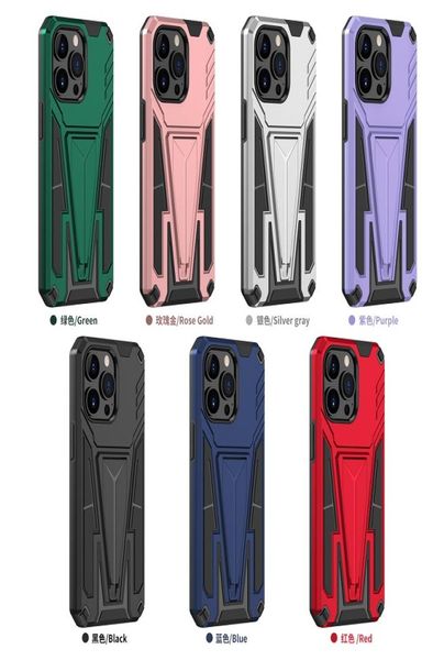 Kickstand Case TPU PC 2 en 1 Cubierta de teléfono para iPhone 13 Pro Max Sam A12 A02S A32 5G A22 4G S21FE1069600