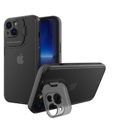 Étui avec béquille avec protection de support de caméra Étuis mats translucides pour iPhone 13 12 11 Pro Max Mini XR XS Max X 8 7 6 Plus Samsung S22