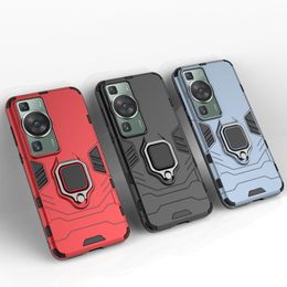 Kickstand Cases Pour Huawei P60 Pro Nova 10SE 10 Mate 50 Samsung M14 Métal Anneau Dur PC TPU Defender Hybride Support De Voiture Aimant Aspiration Antichoc Téléphone Couverture Arrière