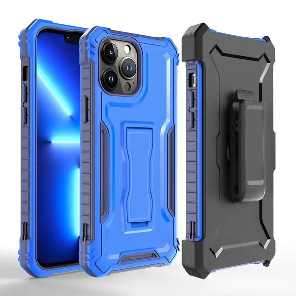 Étuis à clip avec béquille pour Motorola Moto G Play Power Pure 3 couches de robot hybride robuste Defender anti-choc avec clip de ceinture Combo Holster Shell