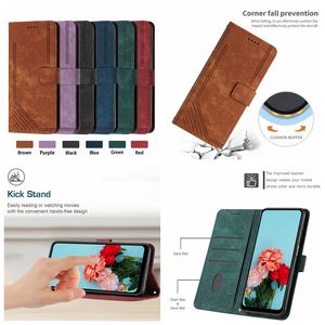 Étuis portefeuille en cuir avec béquille pour iPhone 15 Plus 14 13 Pro Max 12 11 XR X XS 6 7 8 Mode Lignes verticales Cash ID Porte-carte de crédit Flip Cover Antichoc Book Pouch Strap